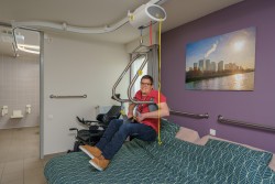 Ceiling lift - with motor fixed on the rail ; Ceiling Track Rails ; SureHands® Body Support - SureHands Patient lift hoist